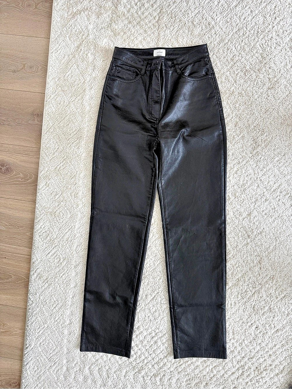 Wilfred Leather Straight Pants Black Size 2